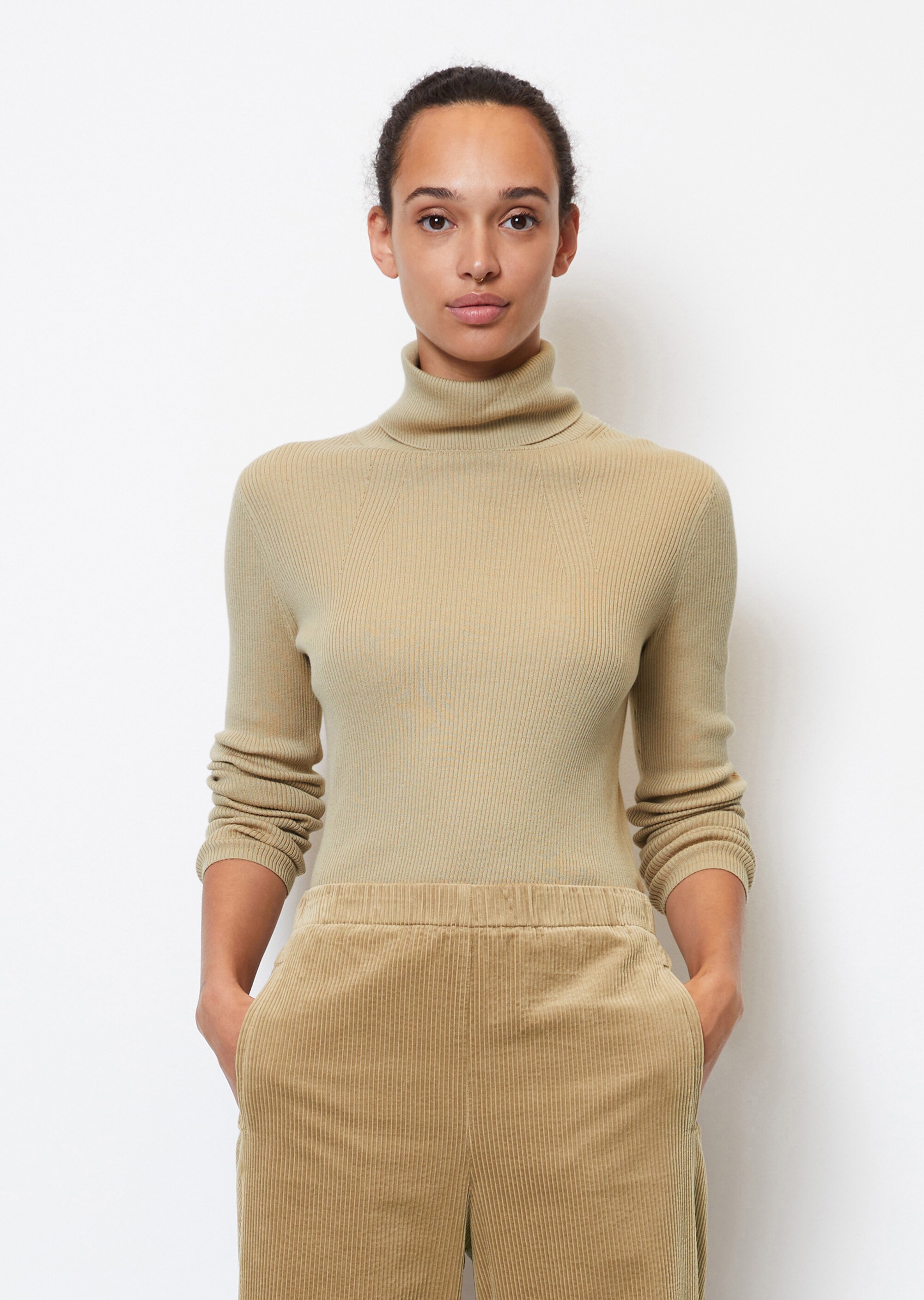 Rollkragenpullover slim aus Organic Cotton