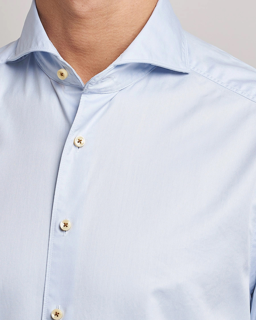 Stenströms Slimline X-Long Sleeve Washed Cotton Shirt Light Blue