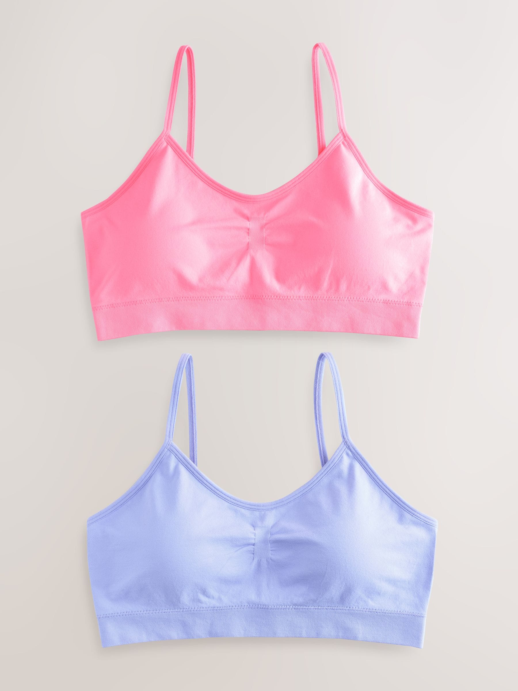 Roze/lila - Naadloze Cropped Tops 2 Pack met uitneembare, licht gewatteerde cups (7-16jaar)