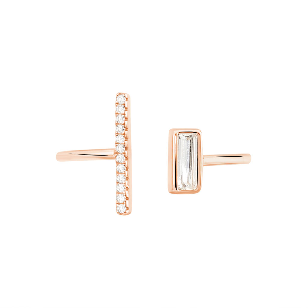 Bague Tea Argent Blanc Rose Oxyde De Zirconium