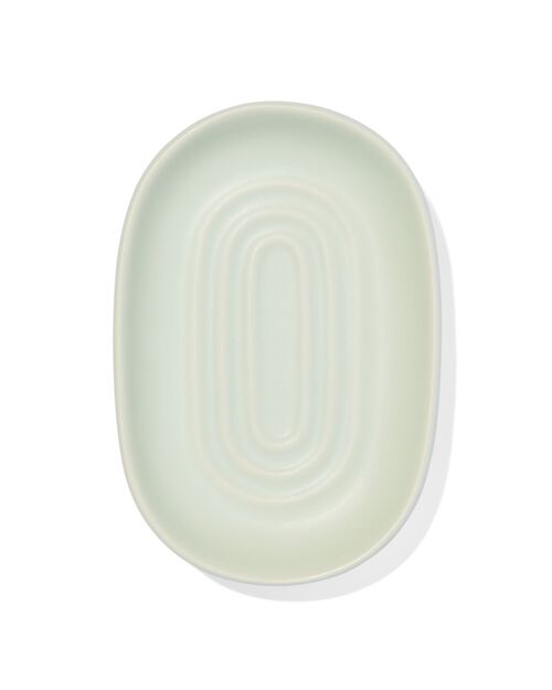 porte-savon avec nervures mat faïence vert 13x9