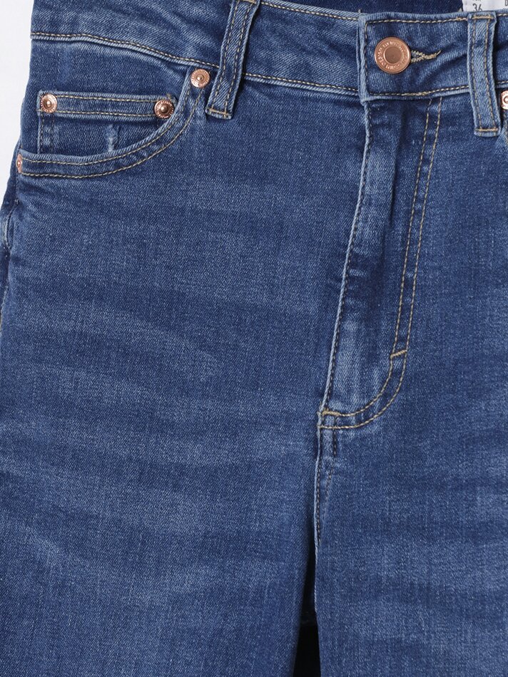 Calça jeans skinny de cintura alta - Turquesa Escuro