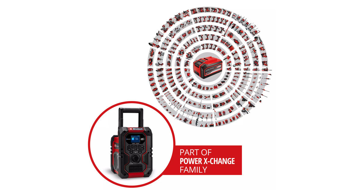 EINHELLAccu Radio TE-CR 18 Li DAB+/FM/BT - Solo bouwradio  (Rood/zwart, Accu en oplader niet inbegrepen)