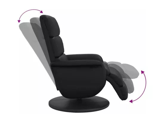 Fauteuil inclinable avec repose-pieds noir similicuir