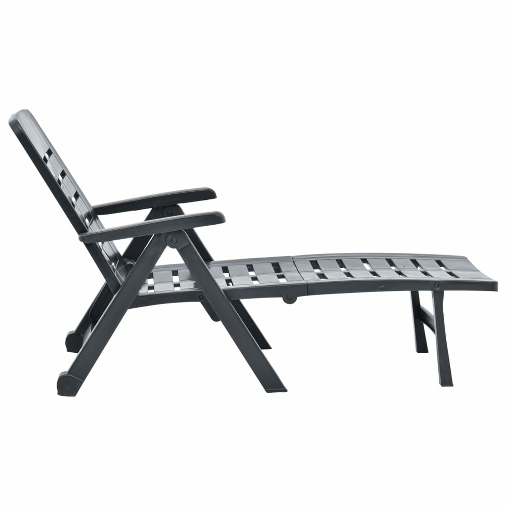 Transat chaise longue bain de soleil lit de jardin terrasse meuble d'extérieur pliable plastique anthracite