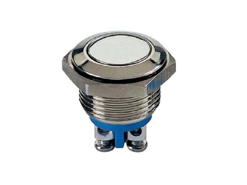 Velleman Drucktaster Edelstahl 19 mm, flach 48 V DC / 2 A Taster mit Edelstahlgehäuse