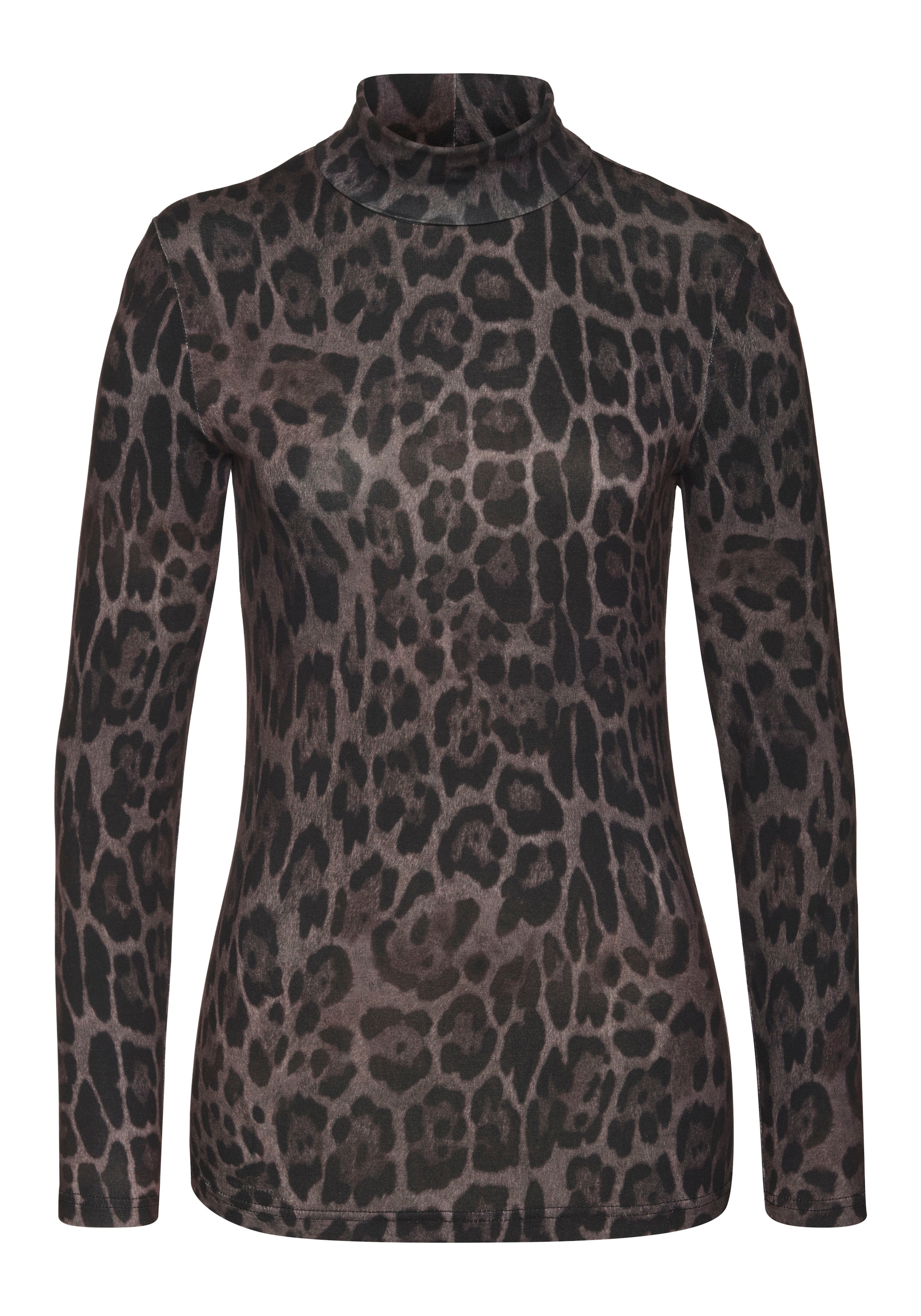 LASCANA Rollkragenshirt , mit Animalprint, Jerseyshirt, modisches Basic