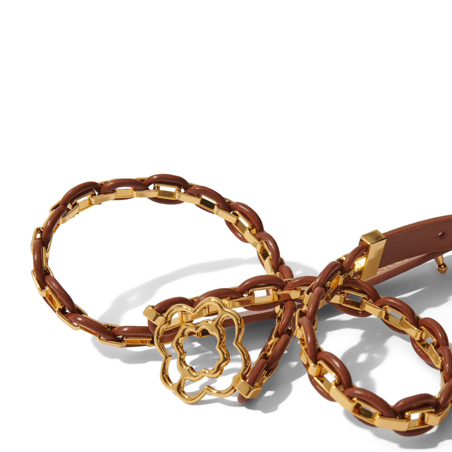 Ceinture avec chaine métallisée | Marron