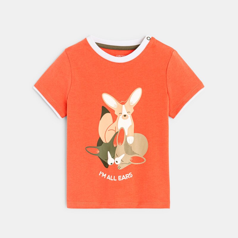 T-shirt animaux en relief orange bébé garçon Orange