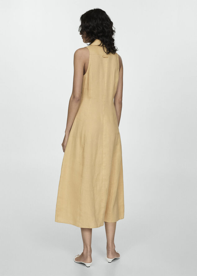MANGO Linen-blend shirt dress Dark yellow