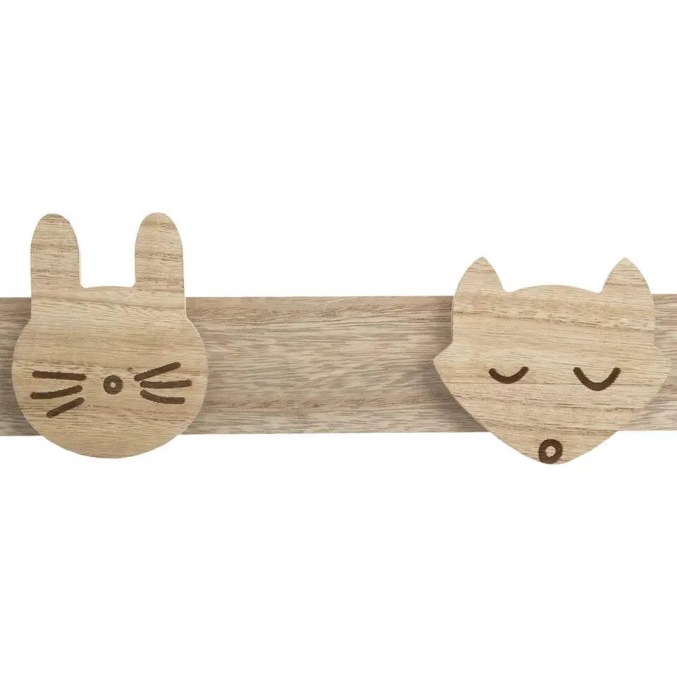 Atmosphera Kapstok kinderkamer - dieren koppen - 4 haken - MDF