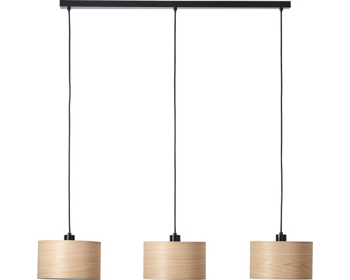 Hanglamp, 3-lichts, HxBxD 120x110x25 cm, zwart/bruin/naturel