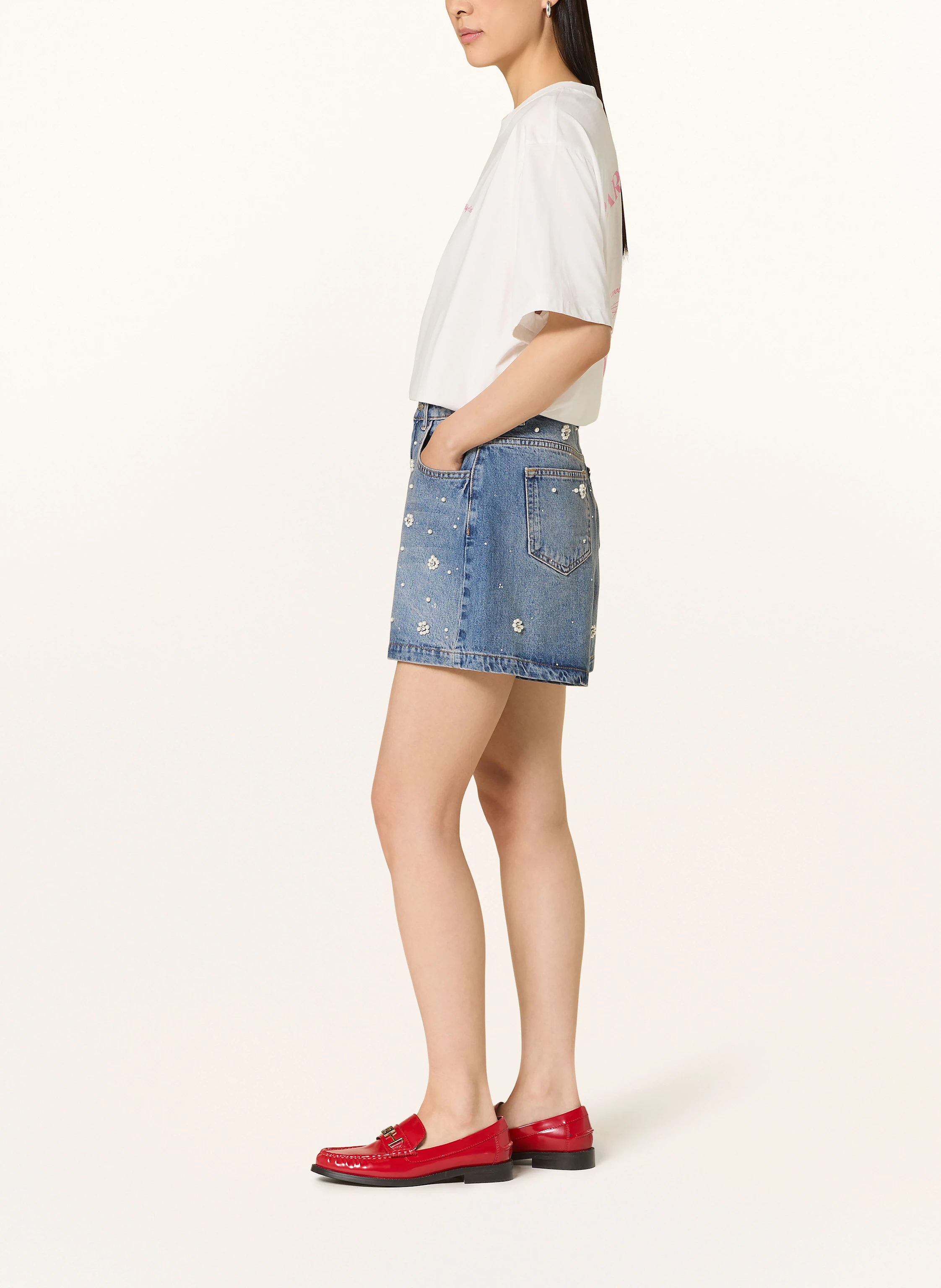 maje Jeansshorts mit Schmucksteinen