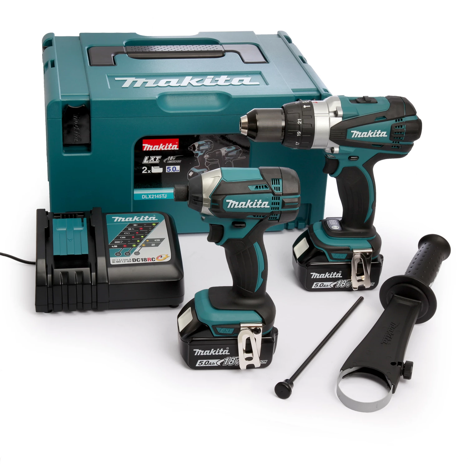 Makita DLX2145TJ 18V Li-Ion accu klopboor- /schroefmachine (DHP458) & slagschroevendraaier (DTD152) combiset (2x 5.0Ah accu) in Mbox