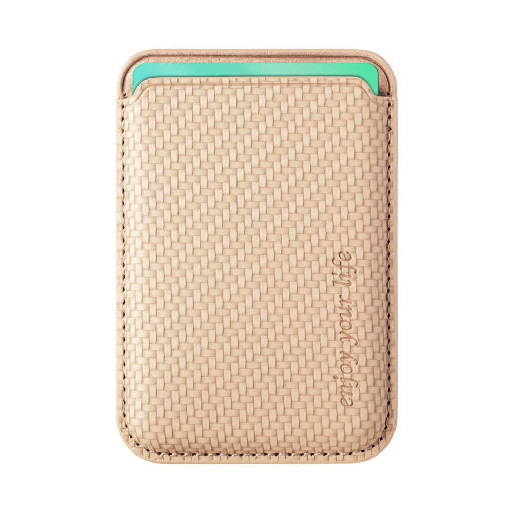 Magnetische MagSafe iPhone Leder Wallet Kreditkarten Halterung in Carbon Optik - Beige