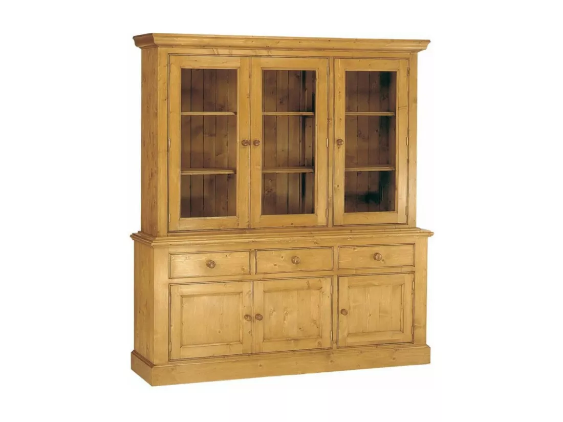 Buffet vaisselier 3 portes vitrées Bois Marron - Natural Interior's