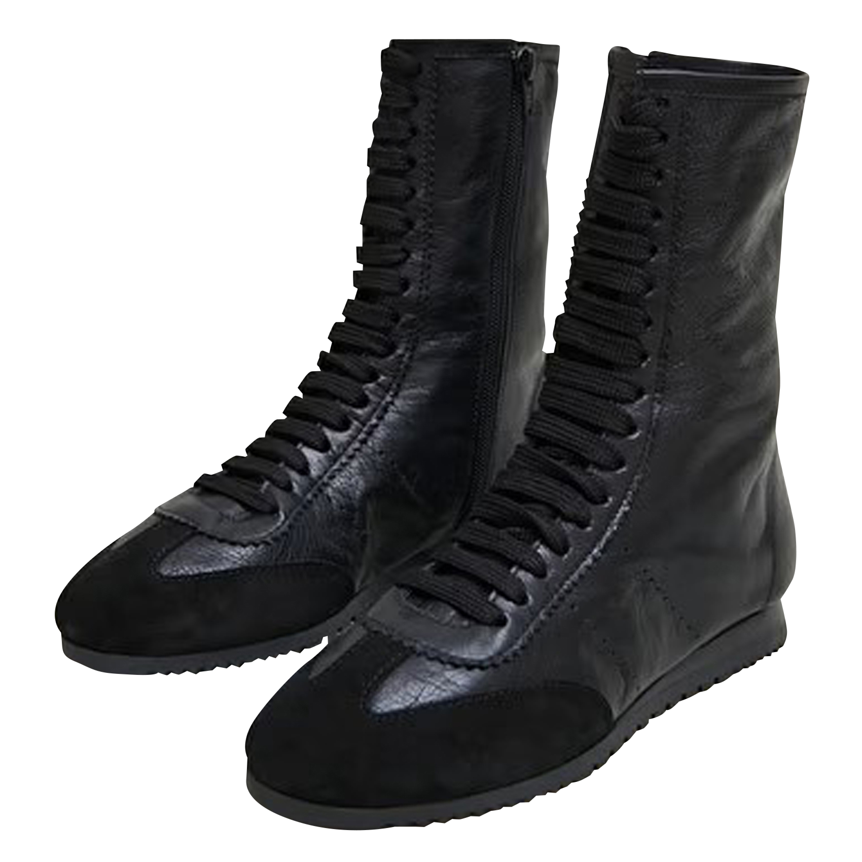 DOUBONE - Baskets hautes à lacets en cuir | Noir