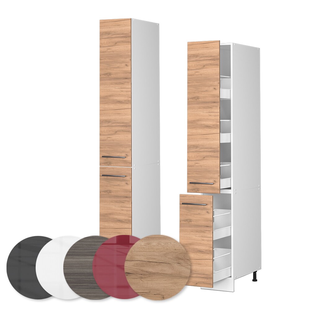 Vicco Apothekerhochschrank Küchenschrank Küchenmöbel Fame-Line Weiß Eiche modern 30 cm Küche Einbauküche Einschübe Aufbewahrung Küchenzeile