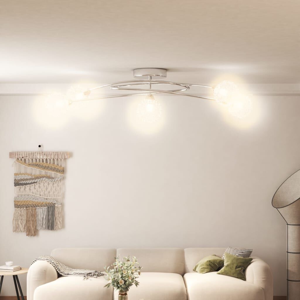 vidaXL Plafondlamp met draadkappen, 5 LED-lampen, G9