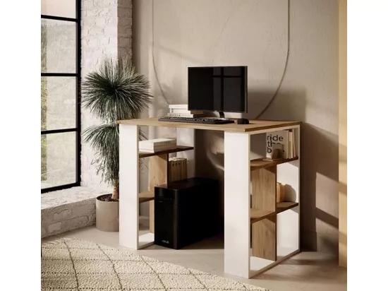 Bureau pour Chambre Bureau en Blanc et Pin Atlantique avec 90x60x74cm Urban