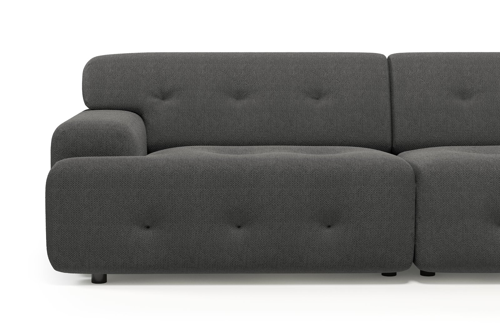 Bob 3-seter Tekstil Mito 169 Antracite med sorte ben.