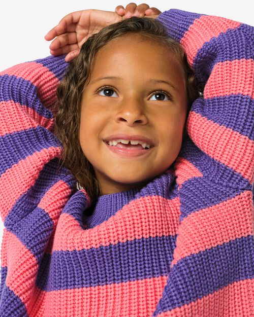 pull enfant en maille rayé rose