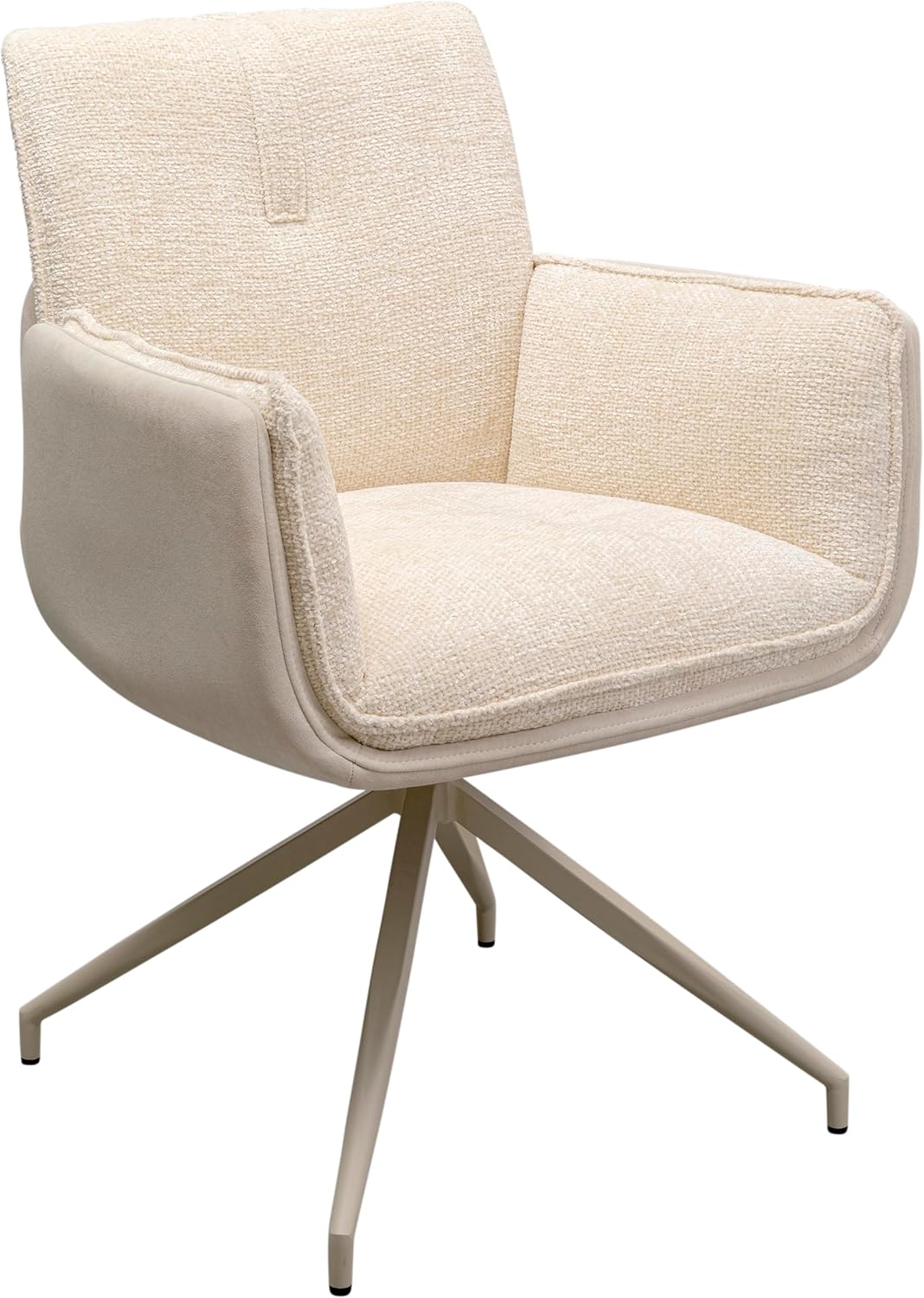 Kare Design Drehstuhl Hilla, Weiß, 49 cm Sitzhöhe, Esszimmerstuhl, Polsterstuhl, mit Armlehnen, 180 Grad Drehbar, Wohnzimmer, 86x63x64 cm (H/B/T)