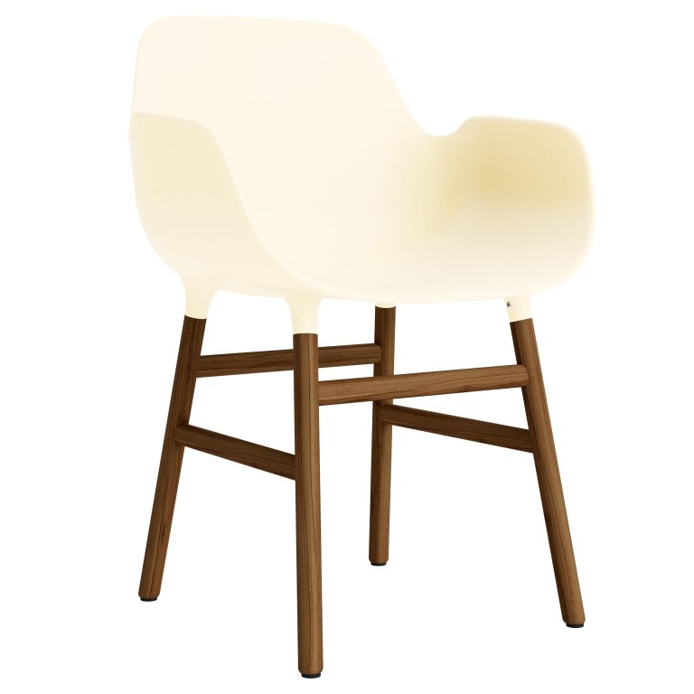 Normann Copenhagen Form Armchair stoel met walnoten onderstel creme
