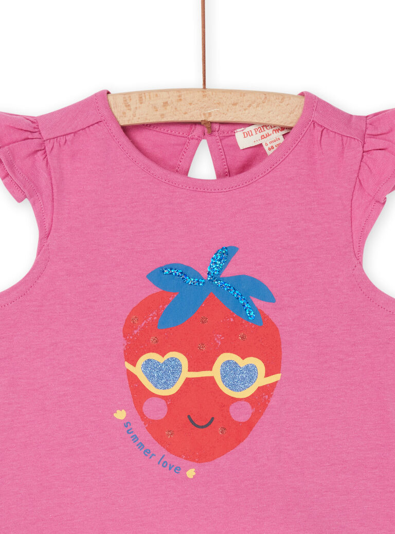 Débardeur rose à motif fraise