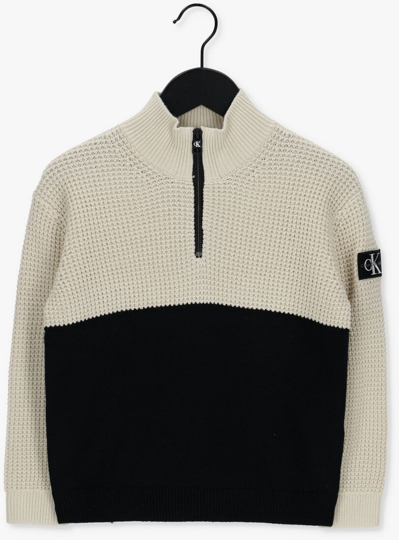 CALVIN KLEIN beige calvin klein trui clr block zip up sweater