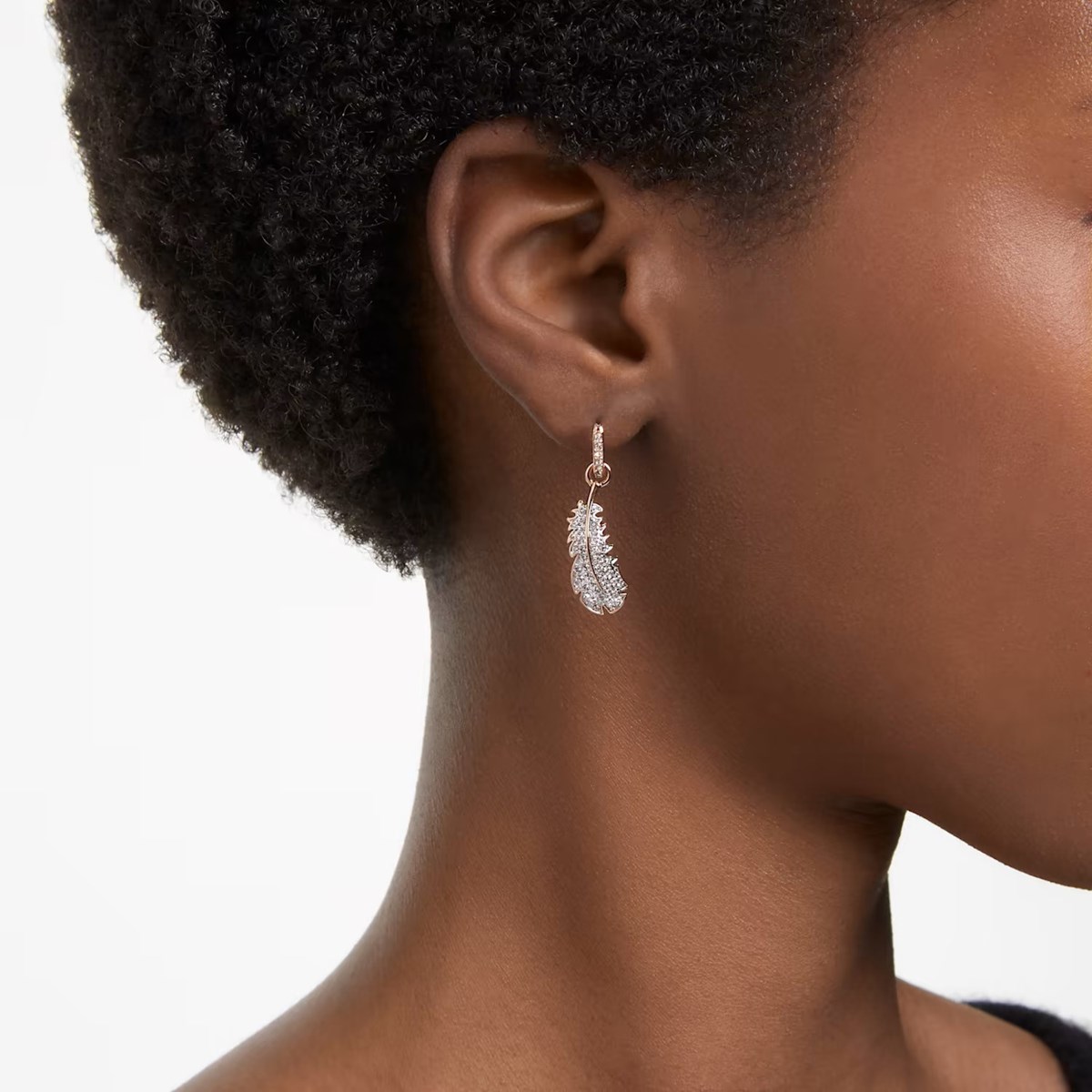 Pendants d'oreilles Swarovski Nice plume doré rose