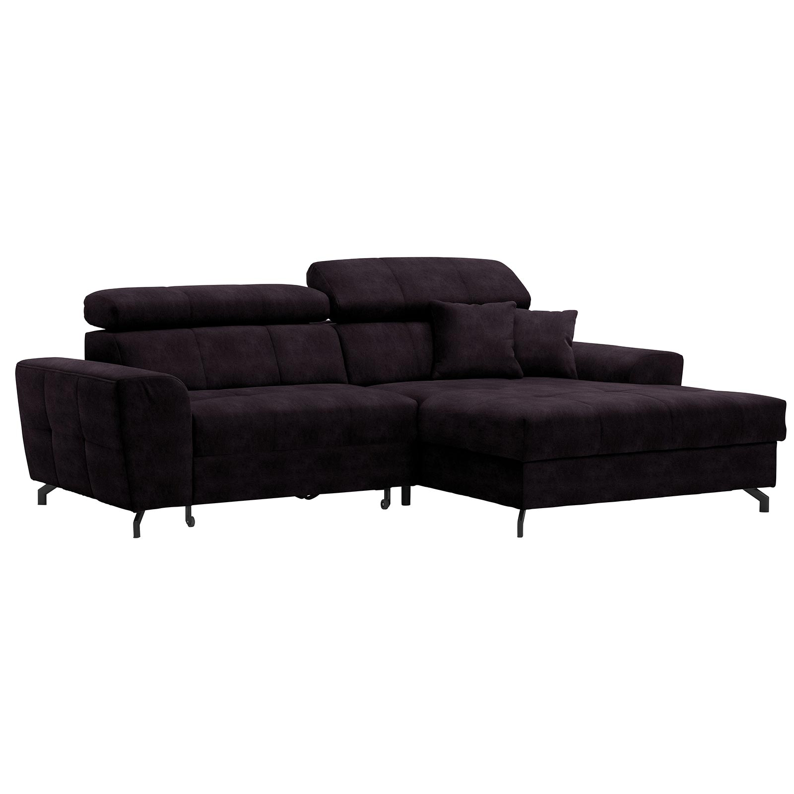 Ecksofa - aubergine - Samt - mit Liegefunktion - Recamiere rechts