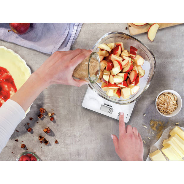 Soehnle keukenweegschaal Compact 300 - digitaal - 1 gr nauwkeurig - tot 5 kg - marmerlook - wit