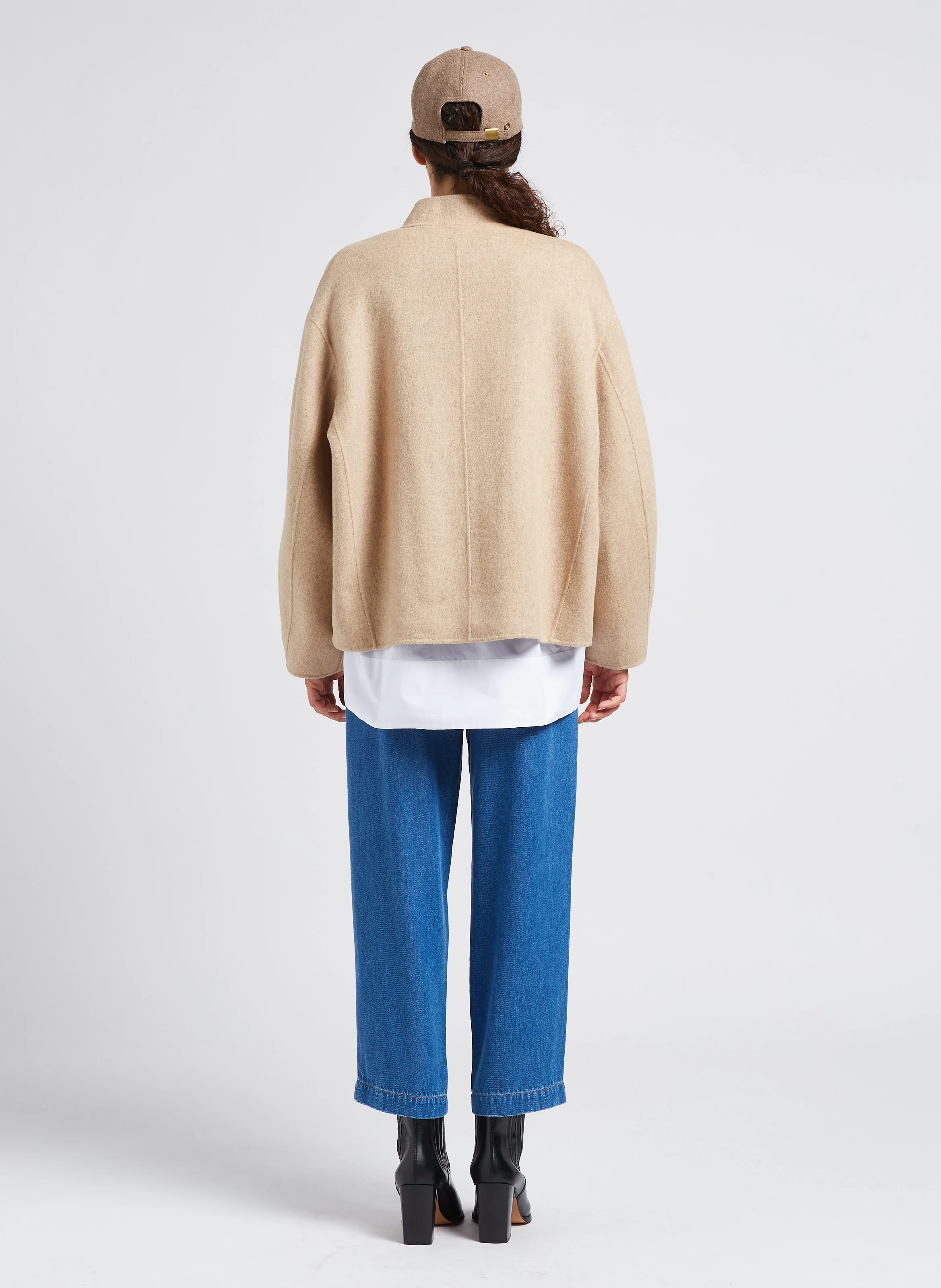 WINDSOR - Manteau col rond en laine mélangée| Beige