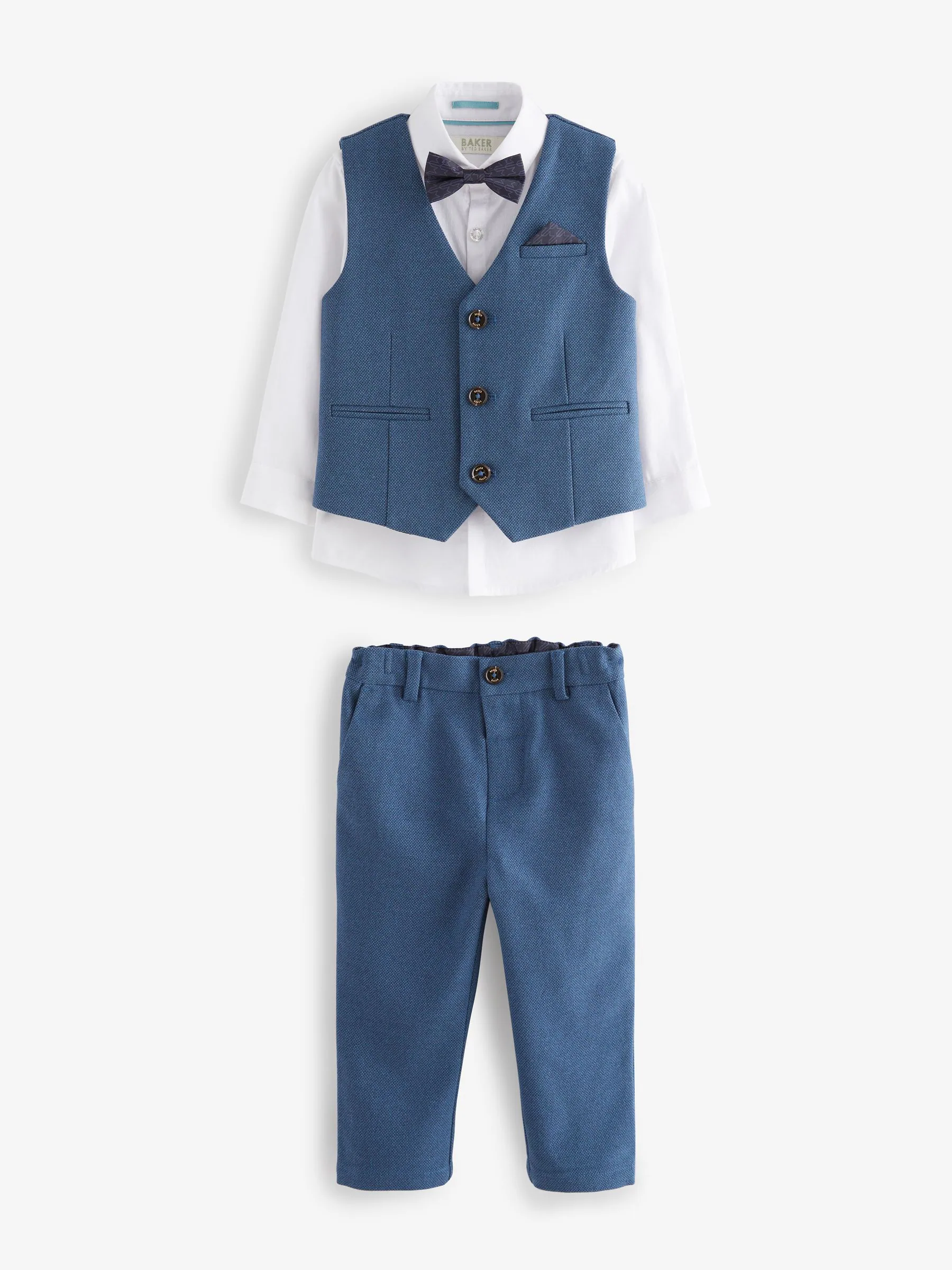 Blauw - Baker by Ted Baker set van gilet, overhemd en broek