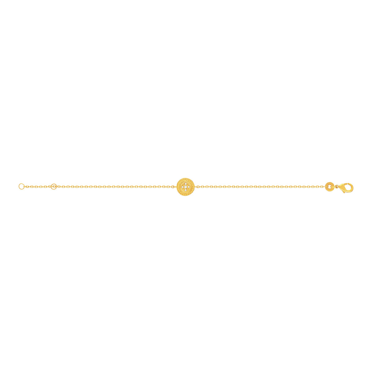 Bracelet plaqué or jaune médaillon perlé zirconias 18 cm