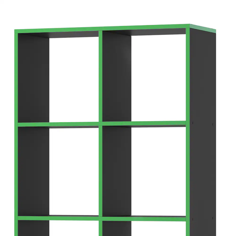 Vicco Raumteiler Standregal Bücherregal 6 Fächer Regal Schwarz/Grün Hochregal