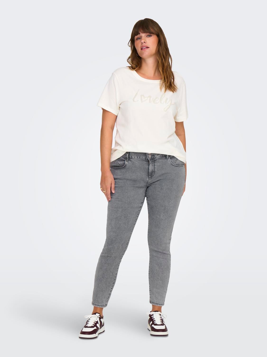 CARANNA Mittlere Taille Skinny Fit Jeans Medium Grey Denim