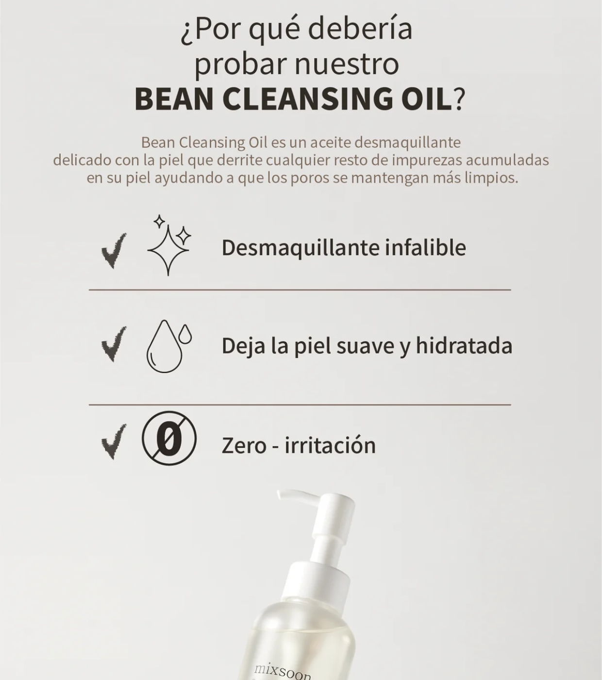Mixsoon - Óleo de limpeza facial Bean