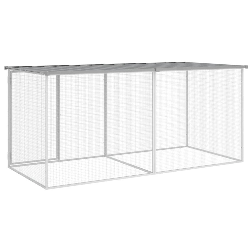 Poulailler avec toit gris clair 203x98x90 cm acier galvanisé