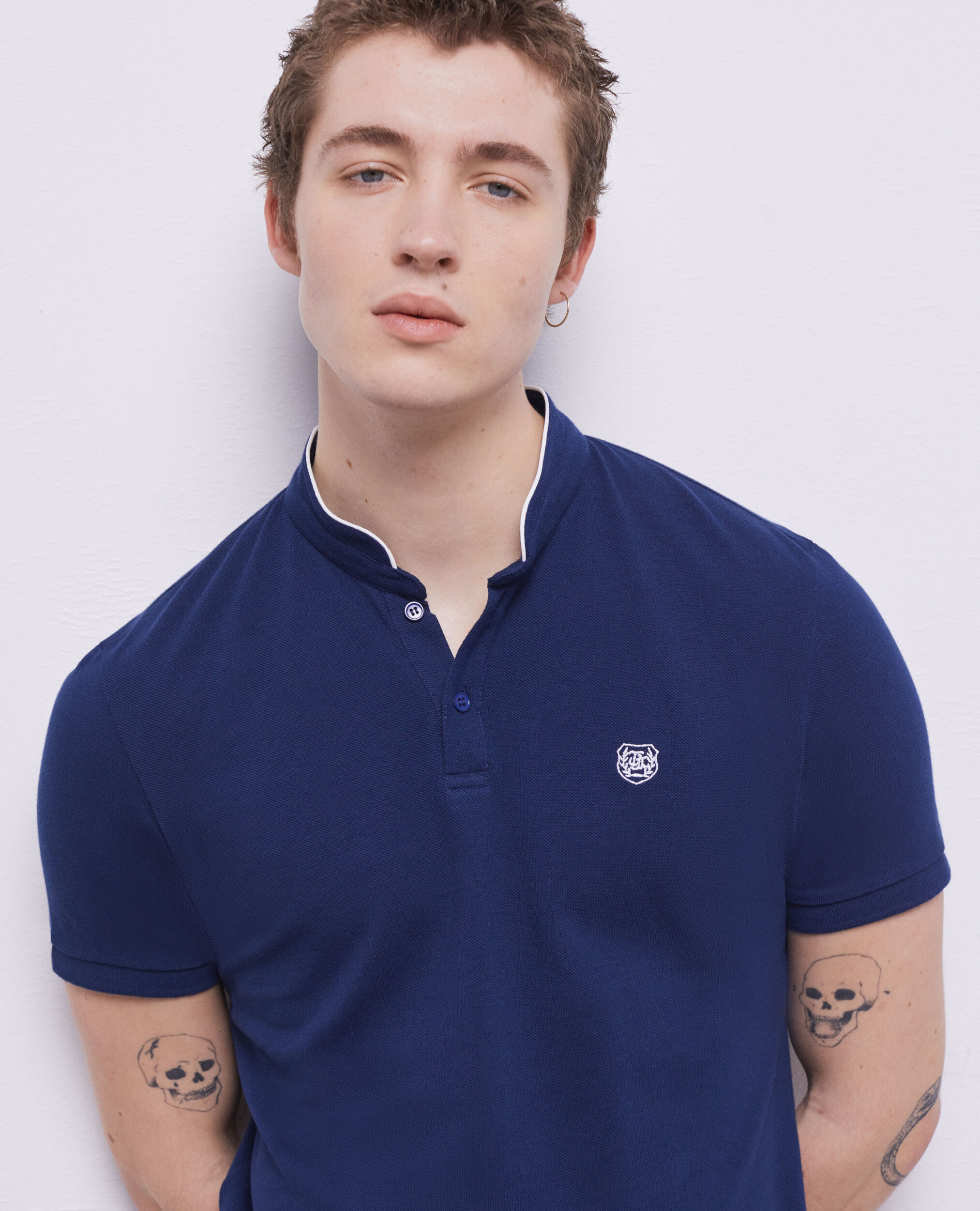 Polo col officier bleu marine