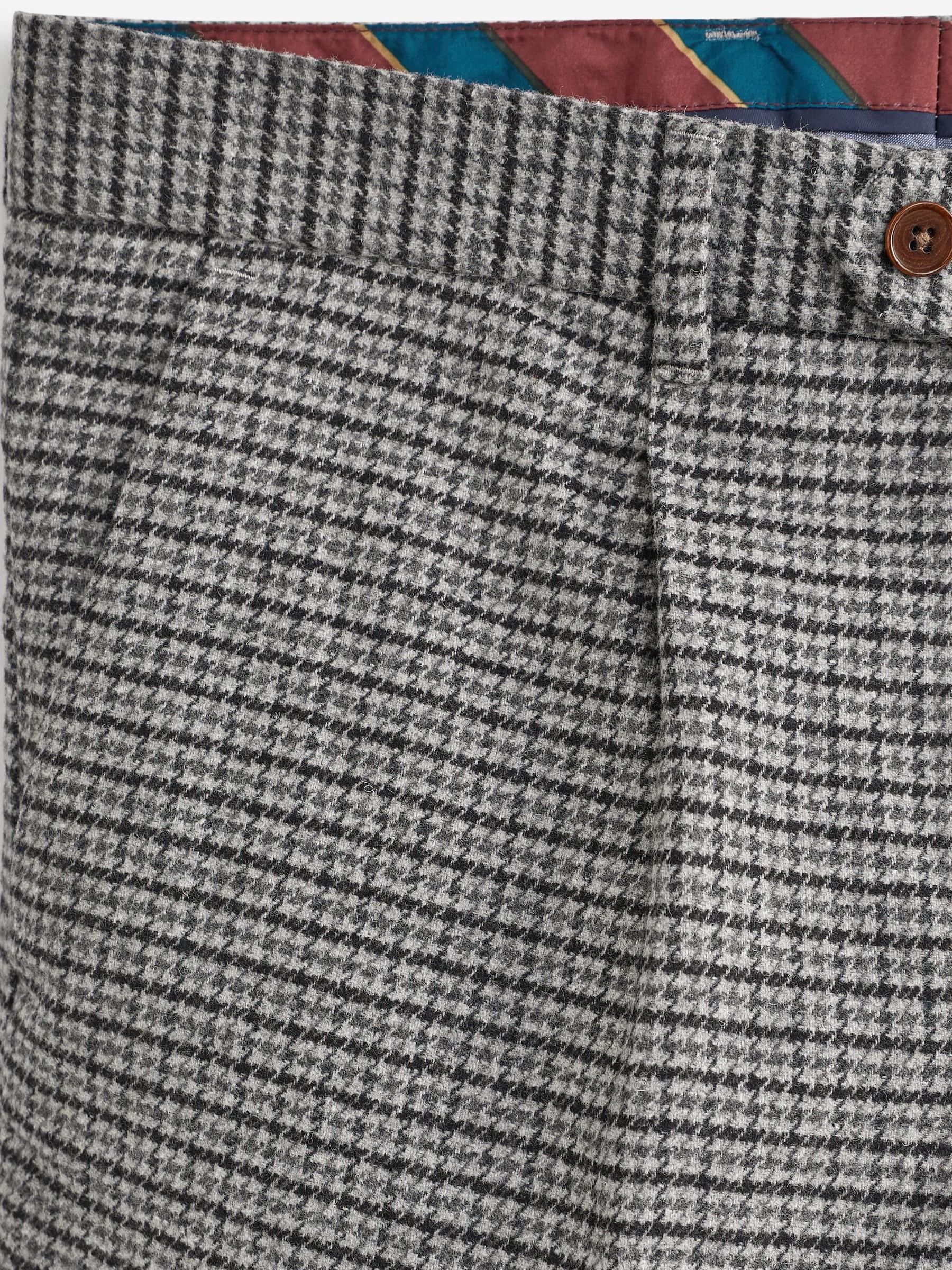 Bruin pied-de-poulemotief  - Nova Fides formele broek