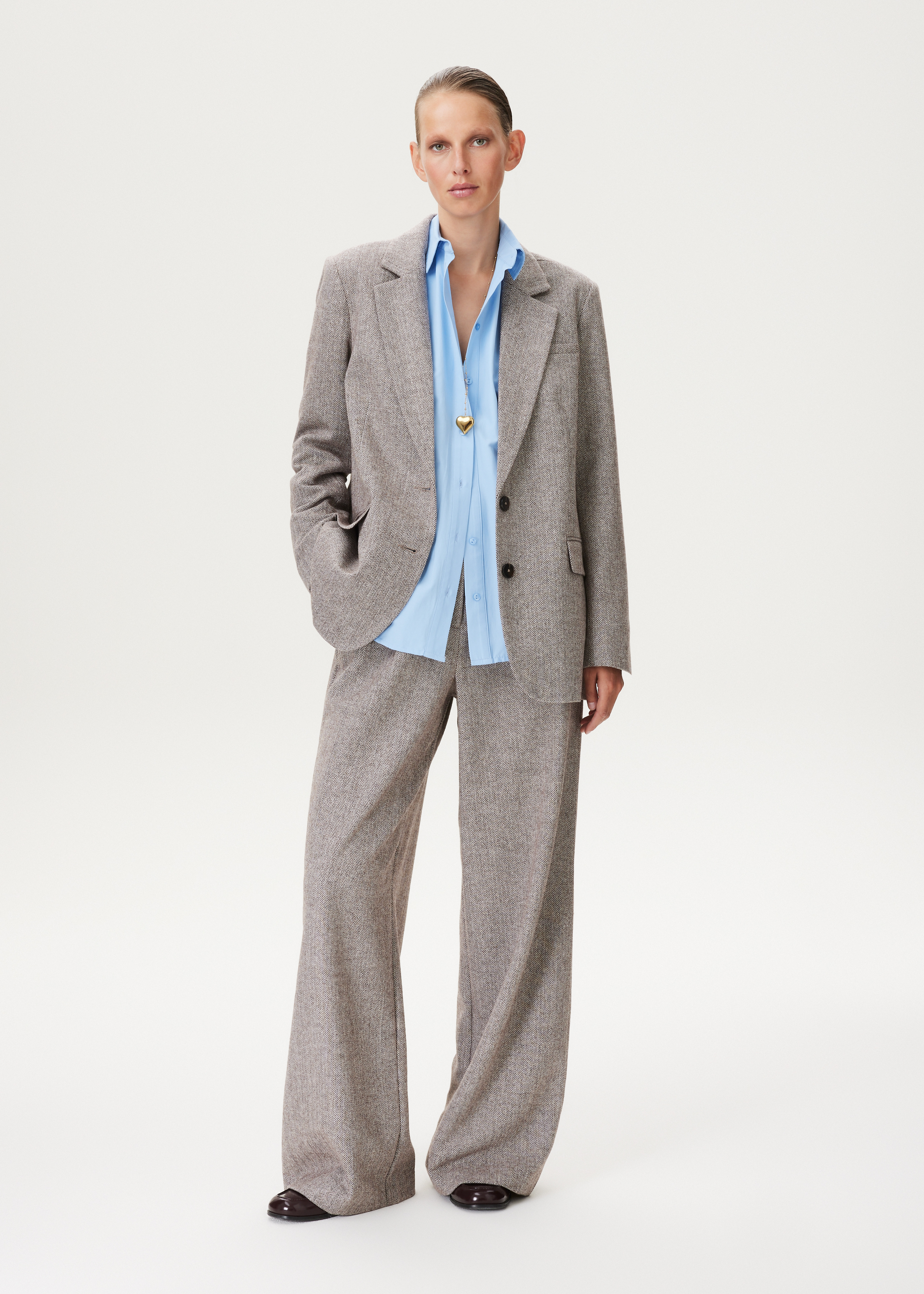 Wijde pantalon wolmix