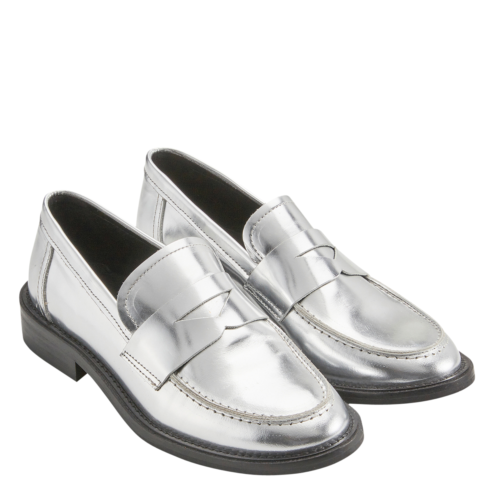 PALMA - Mocassins en cuir métallisé | Argent