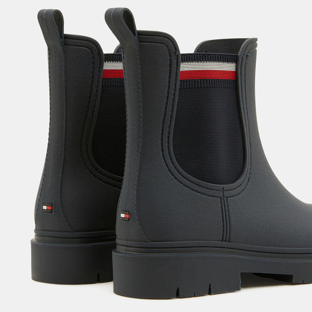 Tommy Hilfiger Chelsea boots de pluie en Caoutchouc détail tricolore bleu marine