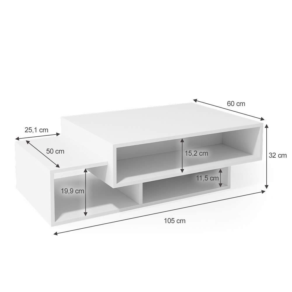 VICCO Couchtisch BARI Weiß Sofatisch Kaffeetisch Beistelltisch Ablage Wohnzimmer