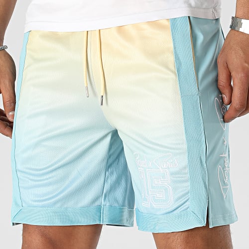 Short Jogging A Bandes 2340039 Jaune Bleu Clair