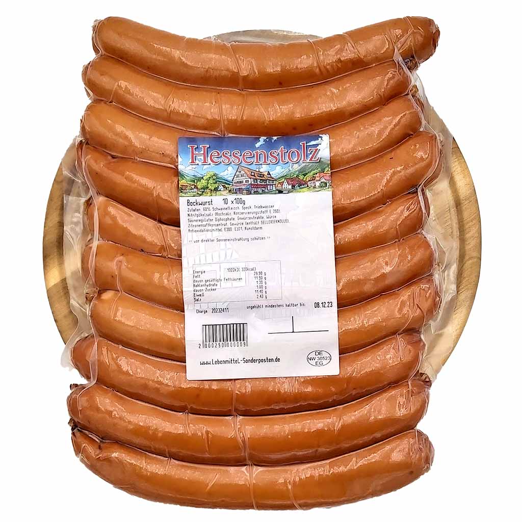 Hessenstolz Bockwurst 10 x 100g = 1kg MHD:21.12.24