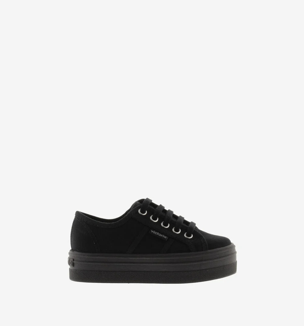 BARCELONA PLATEFORME TOILE MONOCHROME Baskets noires plateforme NEGRO