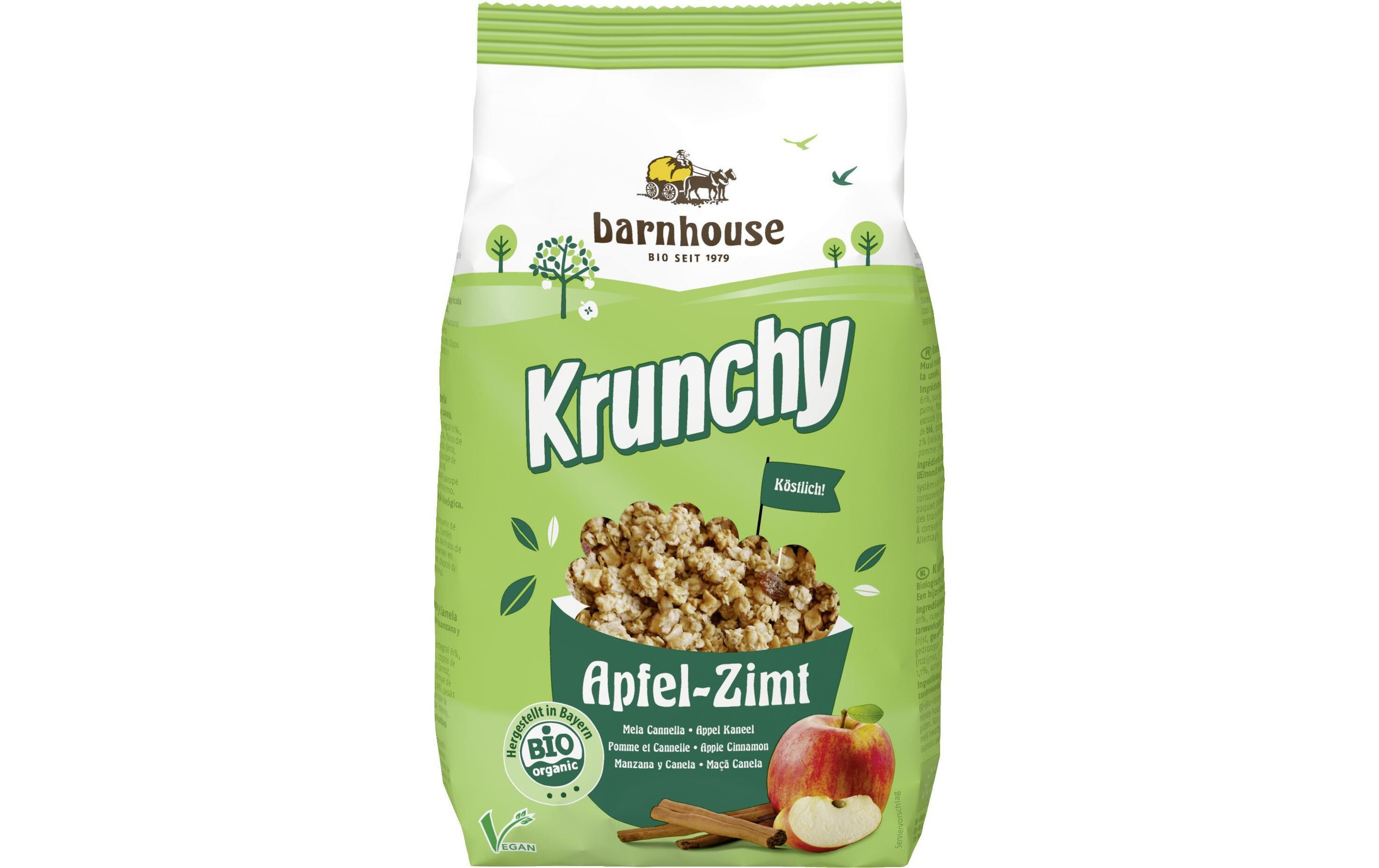 Müesli Bio Krunchy Apfel-Zimt Beutel 375 gBio Knuspermüesli mit Apfelstückchen